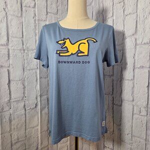 Life Is Good Sleep Medium Light Blue Downward Dog Crewneck Shortsleeve Sleep Top